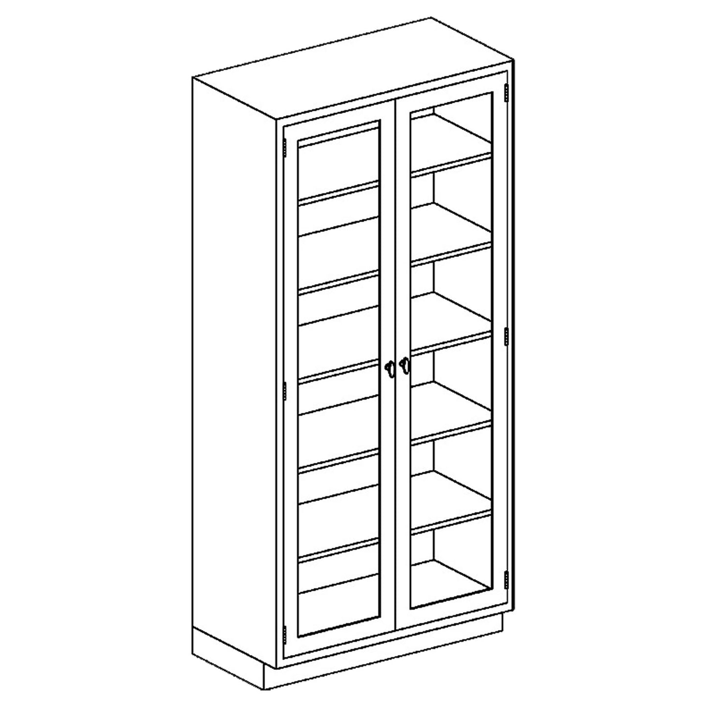 High Cabinet 35"W x 84"H x 18"D, (5) Stainless Steel Adjustable Shelves, (1) Hinge Glass Door (DROP SHIP ONLY)