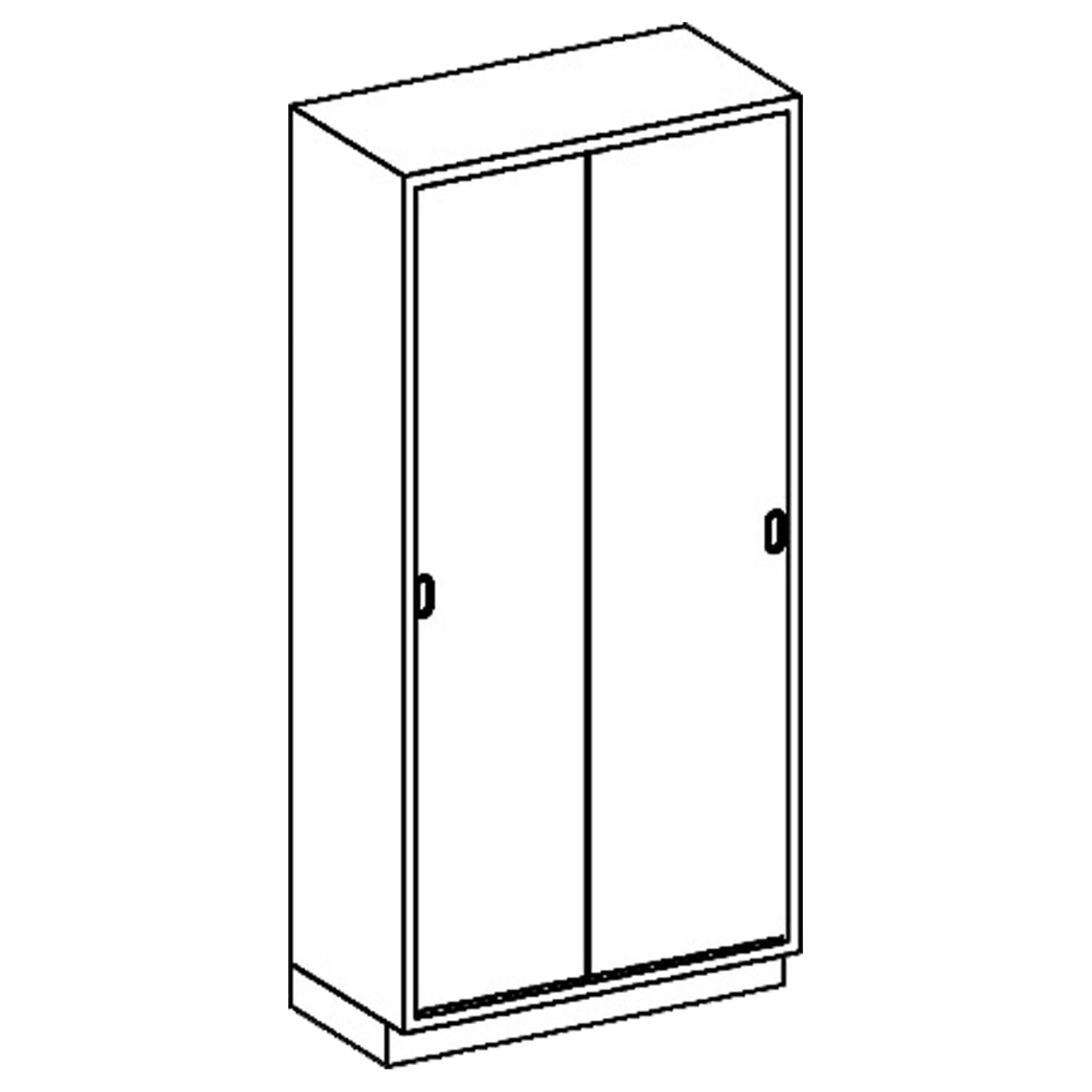 High Cabinet 35"W x 84"H x 18"D, (5) Stainless Steel Adjustable Shelves, Sliding Solid Doors (DROP SHIP ONLY)