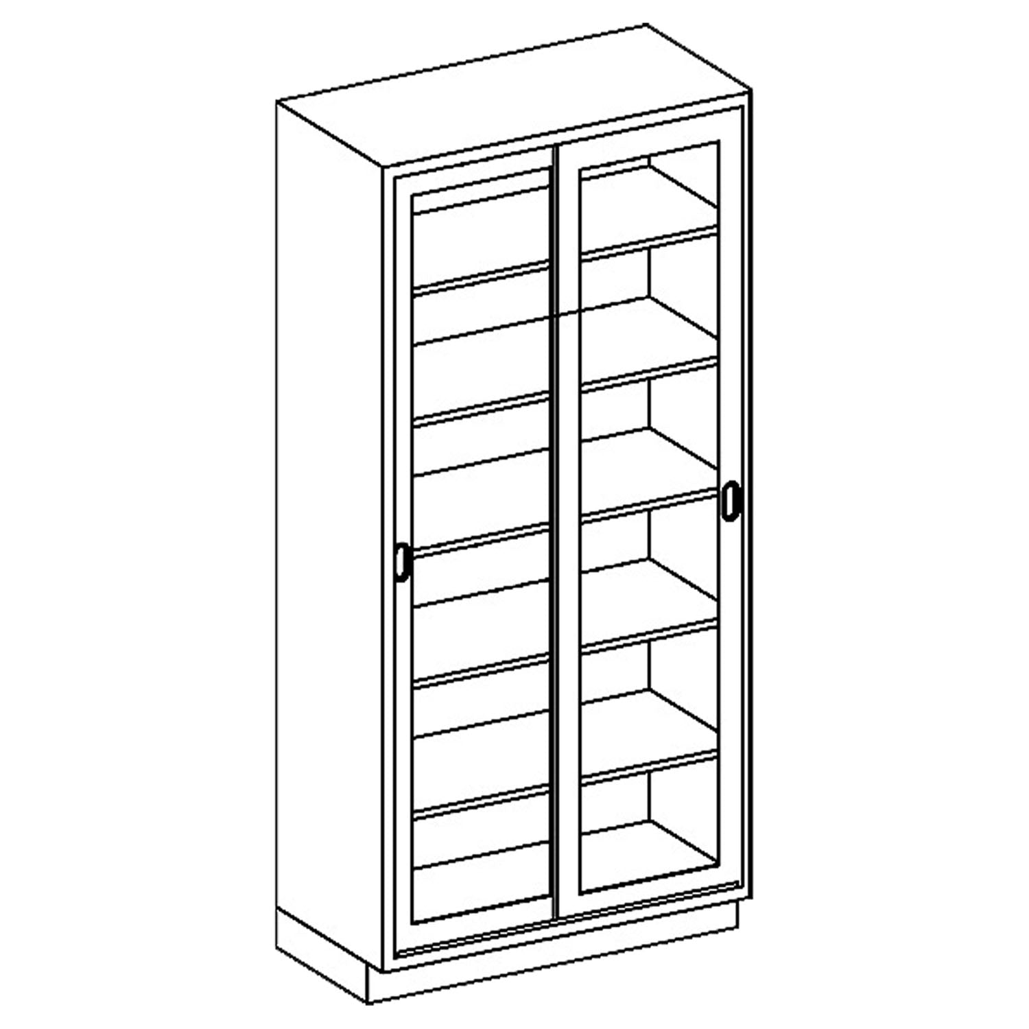 High Cabinet 35"W x 84"H x 18"D, (5) Stainless Steel Adjustable Shelves, (1) Sliding Glass Door (DROP SHIP ONLY)