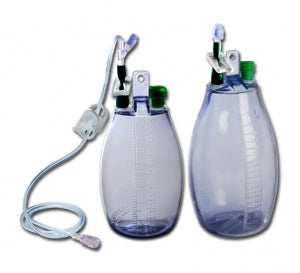 Drainage Bottle, 1000ml, Scaled in 10ml Increments, Green Vacuum Indicator Plastic Cap, Vacuum Release Clamp, Luer Locking Valve, 10/cs
