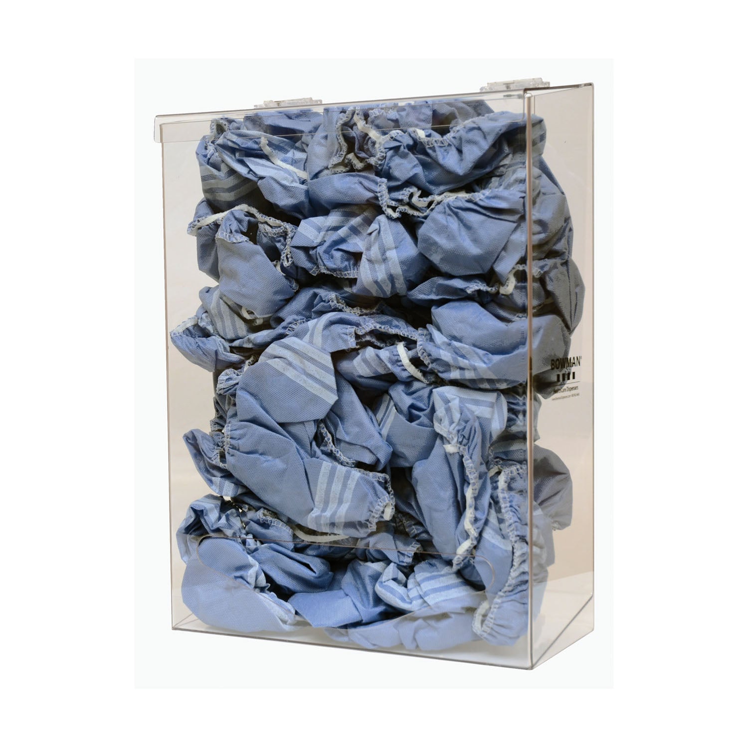 Bulk Dispenser, Tall Single Bin, Holds a Variety of Protective Apparel in Bulk, Single Compartment with Hinged Lid, Opening at Front Bottom, Keyholes For Wall Mounting, Clear PETG Plastic, 12_"W x 17"H x 5 13/16"D (Made in USA)