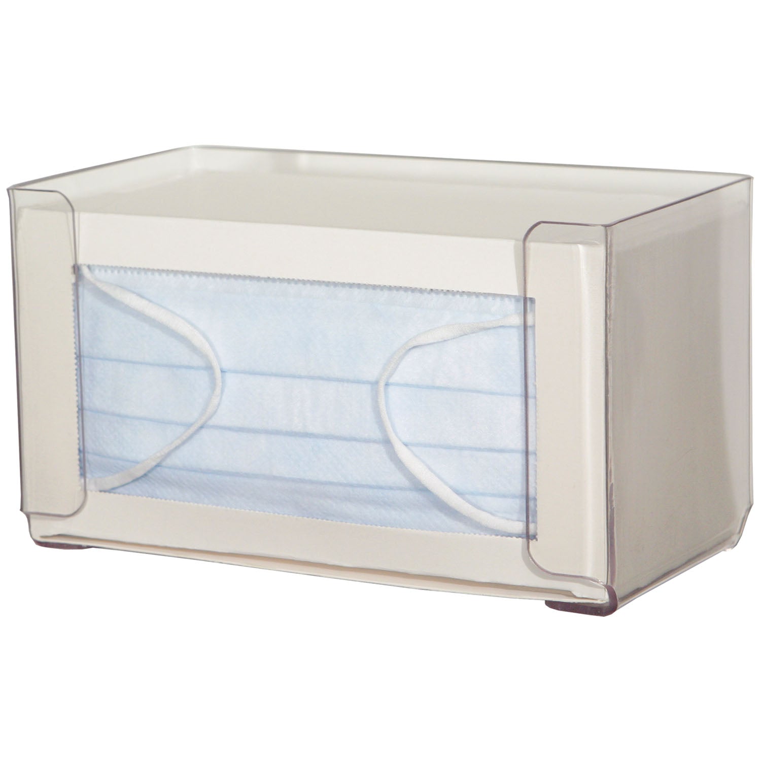 Face Mask Dispenser, Earloop Style, Holds One Box of Earloop Style Face Masks, Keyholes For Wall Mounting, Clear PETG Plastic, 7 11/16 W x 4 5/16 H x 4_"D (Made in USA)