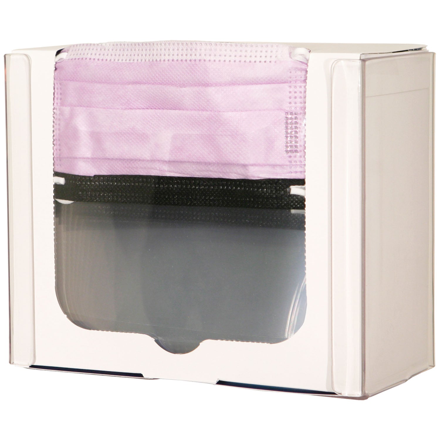 Face Mask Dispenser, Shield Style, Holds One Box of Shield Style Face Masks, Two Sets of Keyholes For Dual Position Wall Mounting, Clear PETG Plastic, 9 3/16"W x 7_"H x 4 3/16"D (Made in USA)