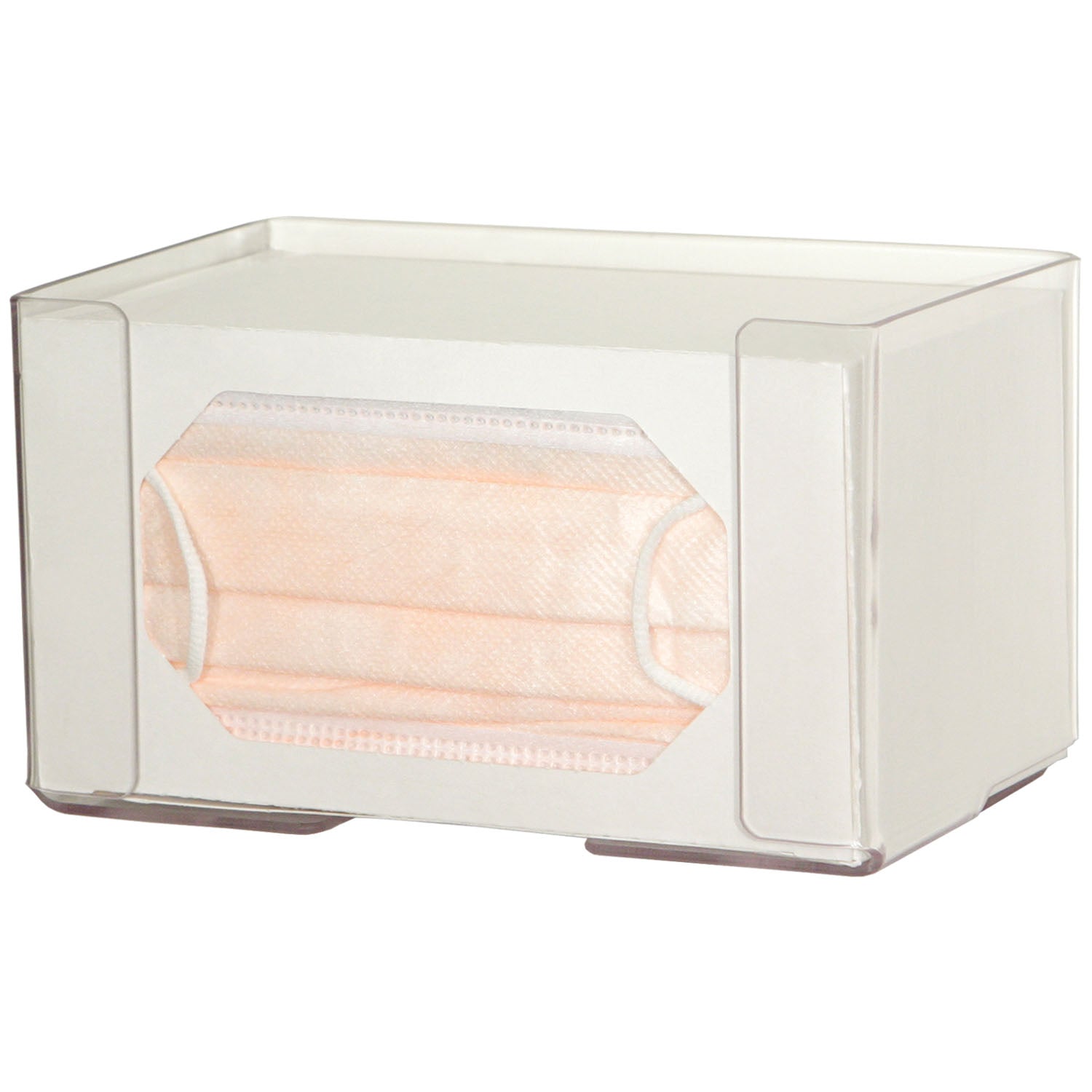 Face Mask Dispenser, Earloop Style, Holds One Box of Earloop Style Face Masks, Two Sets of Keyholes For Dual Position Wall Mounting, Clear PETG Plastic, 7 11/16"W x 4 3/8"H x 4 1/8"D (Made in USA)