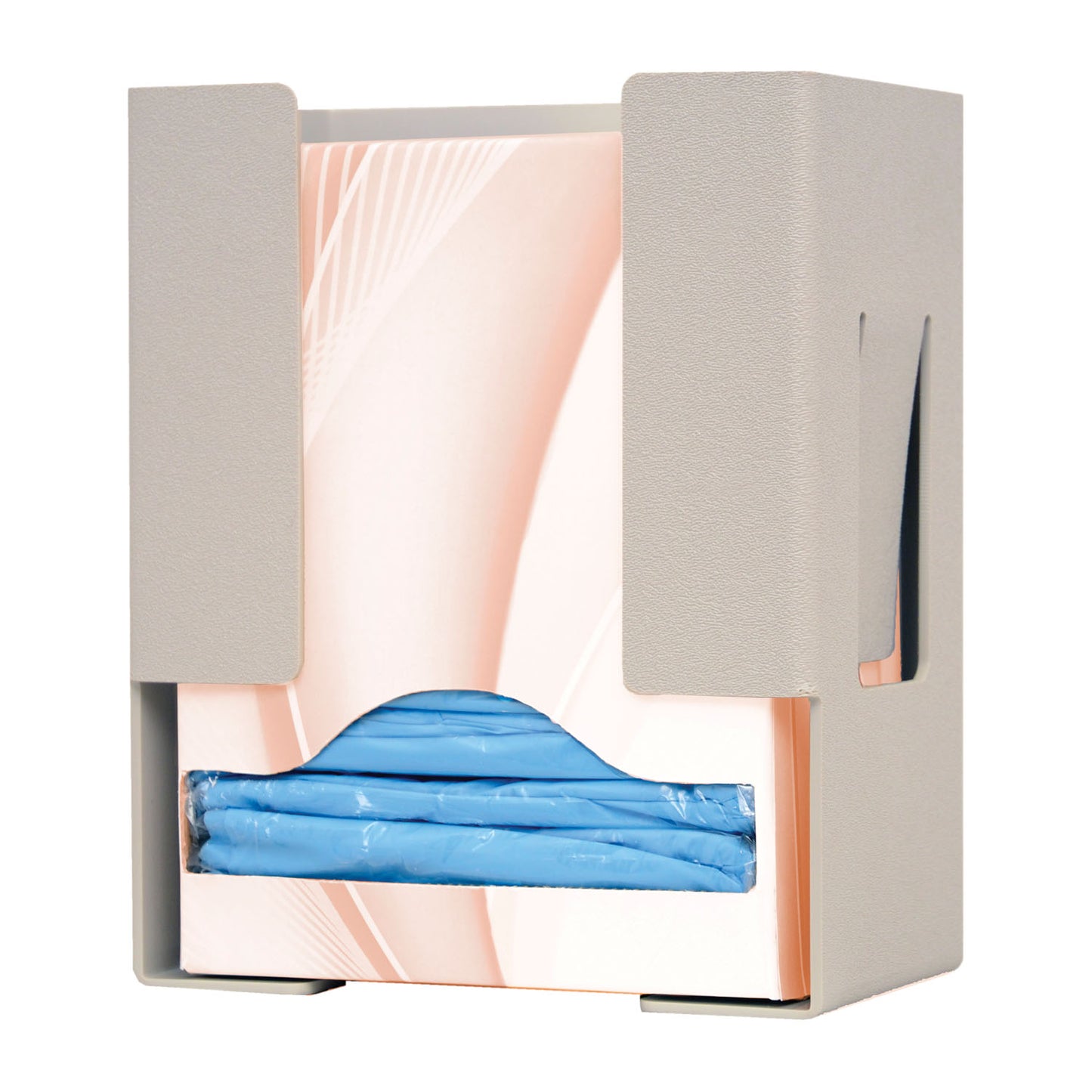 Gown Dispenser, Universal Boxed (Thumbs-up), Holds a Variety of Boxed Disposable Isolation Gowns, Keyholes For Wall Mounting, Quartz ABS Plastic, 7 15/16"W x 9 7/8"H x 4 15/16"D (Made in USA)