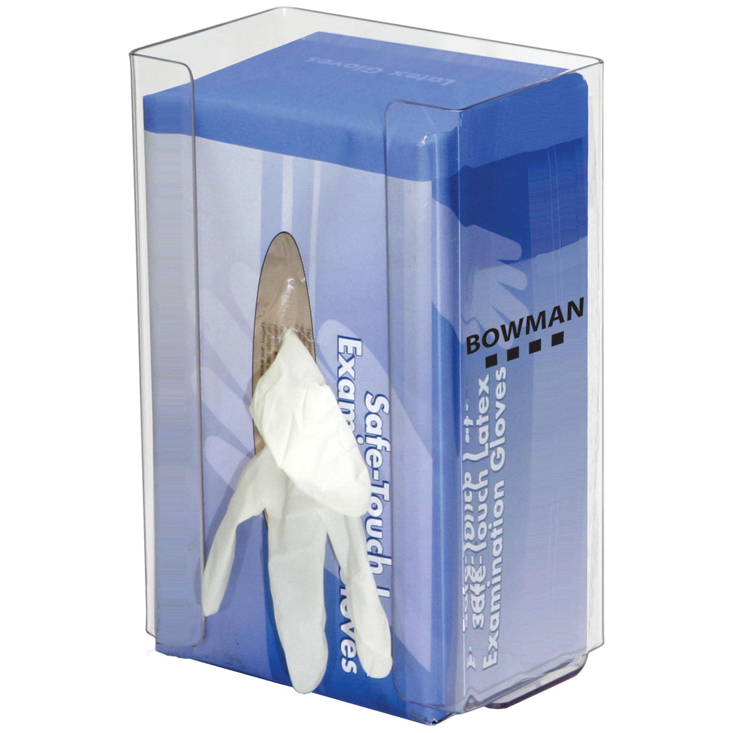 Glove Box Dispenser, Single, Large Capacity, with Flexible Spring, Holds One Large Capacity Box of Gloves, Two-Way Keyholes For Vertical or Horizontal Wall Mounting, Clear PETG Plastic, 6 5/8"W x 10"H x 4"D (Made in USA)