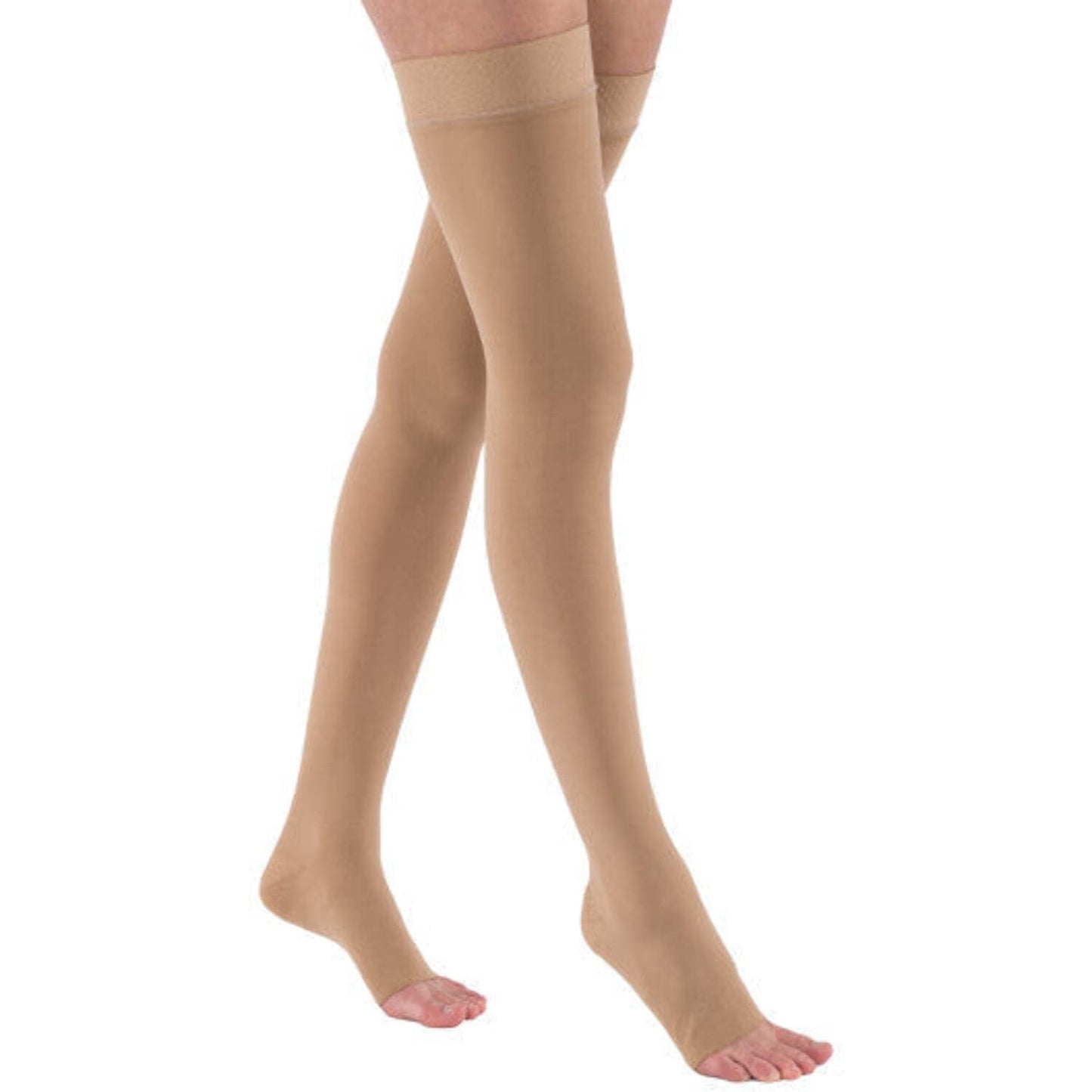 Compression Stocking, Thigh Relief, 30-40mmhg, Open Toe, Silicone Band, Petite Medium, Beige, 1/pr (Continental US Only)