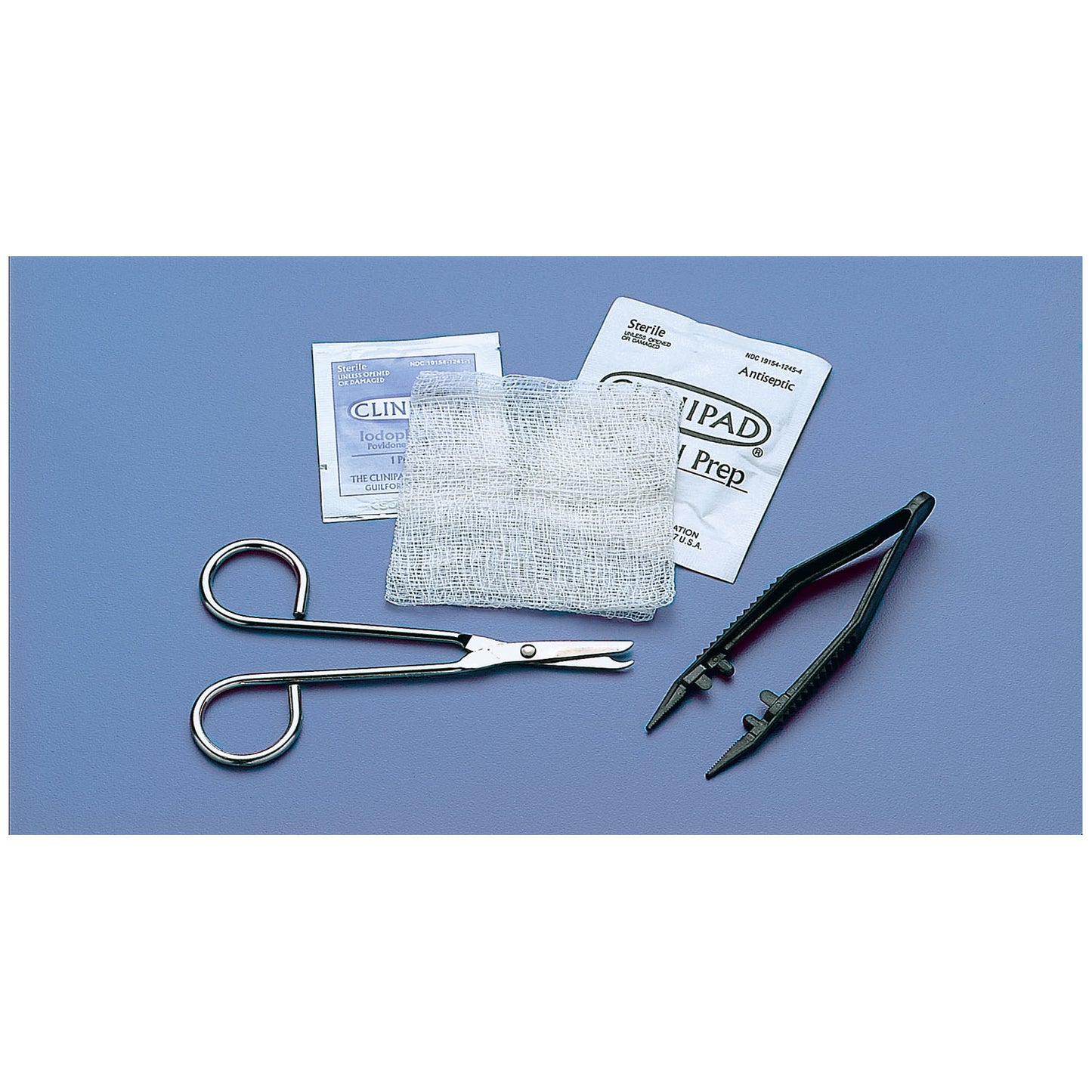 Suture Removal Tray, Includes: (1) 4.5" Iris Straight Scissors with Tip Protector, (1) 4.75" Adson Tissue Serrated Jaw Straight Forceps, Latex-Free, 50/cs (California Customers Only)(Continental US Only)