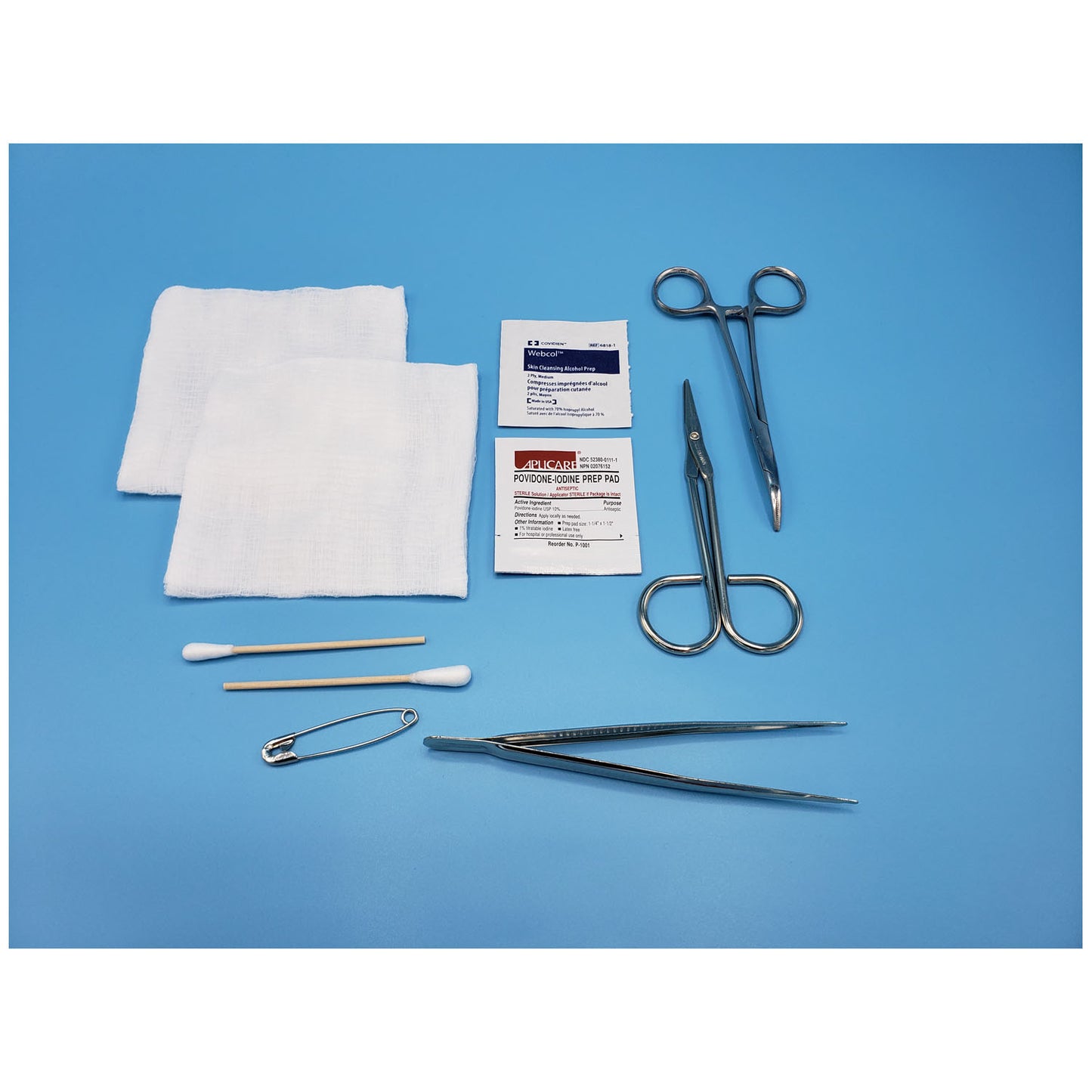 General Purpose Tray, Mosquito Hemostat (curved) & Fine Point Scissors, Sterile, 20/cs (US Only)