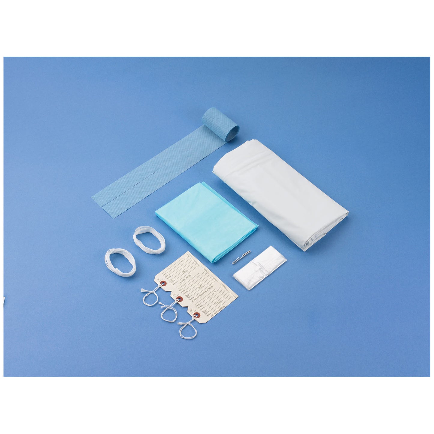 Post Mortem Kit, White, Curved Zipper, 3 White Tags, 10/cs (56 cs/plt)