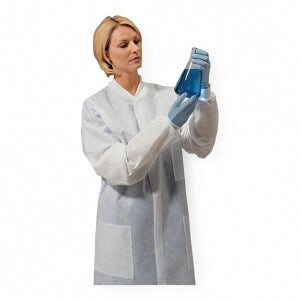 Lab Coat, SMS, Knit Collar/Cuffs, Snap Front, 2X-Large, White, 25/cs (Continental US Only)