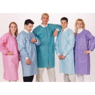 Lab Jacket, SMS, Disposable, Knit Collar, Snap Front, Pockets, 3X-Large, Ceil Blue, 10/pk, 10 pk/cs (Continental US Only)