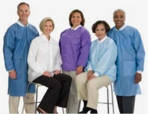Lab Coat, SMS, Disposable, Knit Collar, Knee Length, Snap Closure, Pockets, White, Small, 10/pk, 10 pk/cs (Continental US Only)