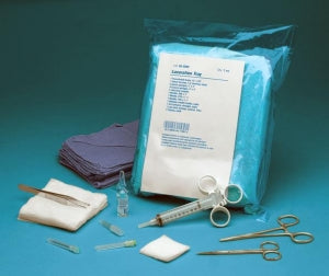 Laceration Tray, Includes: (1) CSR Wrap, (1) 2_" Round Fenestration White Drape, (10) 4" x 4" Gauze, (1) Adson Tissue Forcep, 4_", Straight, Serrated Jaw, (1) Halstead Mosquito Forcep, 5", Curved, Serrated Jaw, (1) Iris Scissor, 4_", Straight, Sharp/Sharp, (1) Irrigation Splash Guard, (1) 20 ml Luer Lock Syringe, (2) Scrim Towels, Blue and (1) Two-Compartment Tray, 20/cs (Continental US Only)