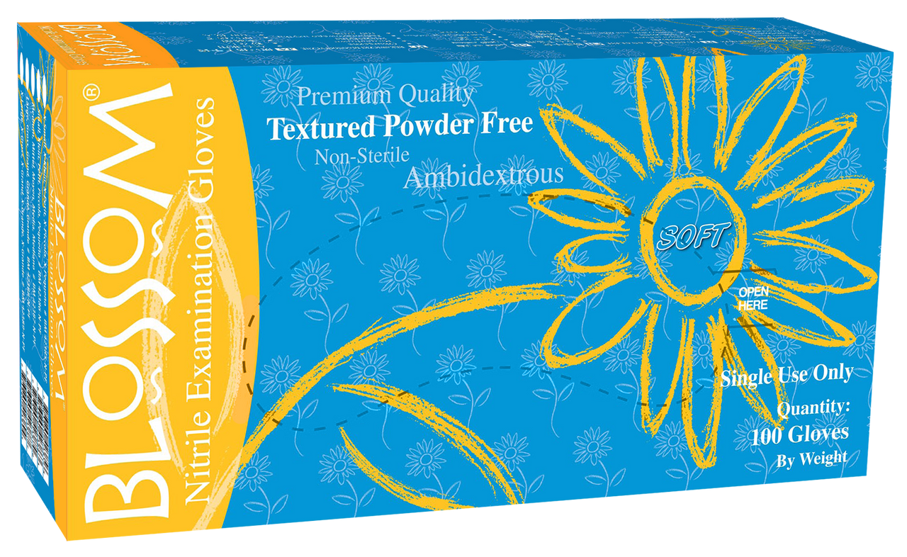 Exam Glove, Nitrile, Small, Powder Free (PF), Beaded Cuff, Textured Fingers, Ambidextrous, 100/bx, 10 bx/cs