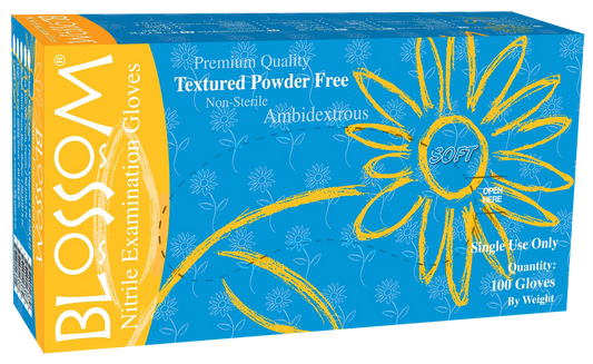 Exam Glove, Nitrile, Small, Powder Free (PF), Beaded Cuff, Textured Fingers, Ambidextrous, 100/bx, 10 bx/cs