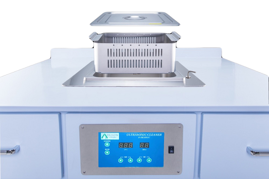 19 Liter Recessed Ultrasonic Cleaner with Heat, Capacity: 19L/4.94, 8" Deep Tank, Includes Stainless Steel Hanging Basket (DROP SHIP ONLY)