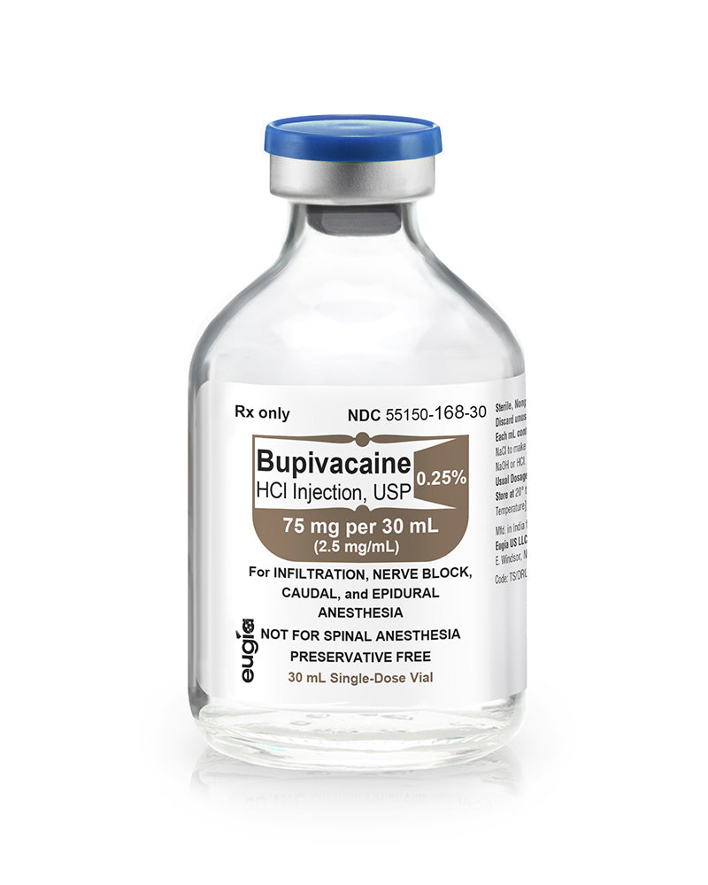 Bupivacaine HCl Injection, USP 0.25% SDV 75mg/ 30ml, 25 vials/pk (Rx) (US Only, Excluding IN and ND) (Product is Non-Returnable)