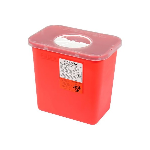 Sharps Container, 2 Gallon, Red Base/ Translucent Rotary Lid, 20/cs