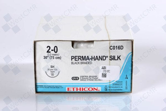 Suture, Taper Point, Size 2-0, 8-30", Black Braided, Needle SH, _ Circle, Control Release, 1 dz/bx (Continental US Only)