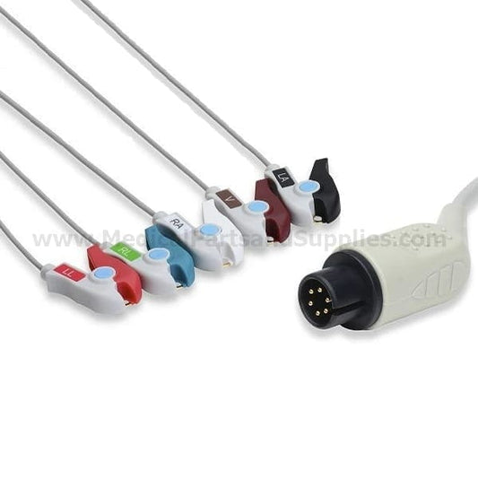 ECG Cable, Direct-Connect, 5 Lead, Pinch/Grabber, Edan Compatible, 6 Month Warranty (DROP SHIP ONLY) (Freight Terms are Prepaid & Added to Invoice - Contact Vendor for Specifics)