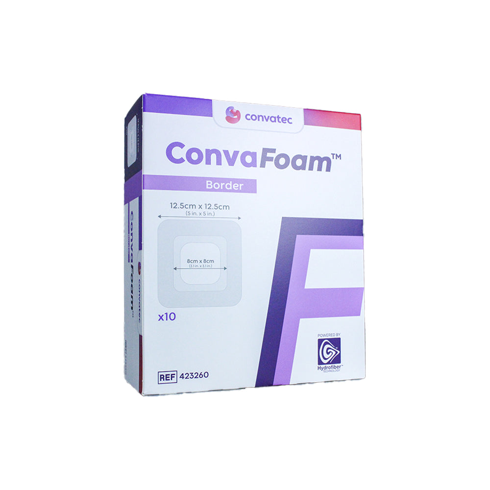 Border Adhesive Silicone Hydrofiber Foam Dressing, 5"x 5", 10/bx (12.5x12.5cm) (Continental US Only)