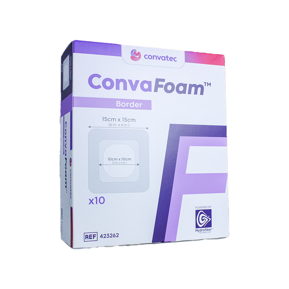 Border Adhesive Silicone Hydrofiber Foam Dressing, 6" x 6", 10/bx (15x15cm) (Continental US Only)