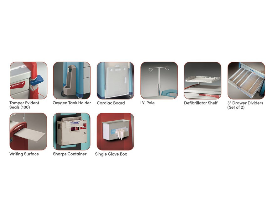 Avalo Medical Accessory Pack 1, Emergency, Includes: (100) Tamper Evident Seals, (1) Oxygen Tank Holder, (1) Cardiac Board and (1) I.V. Pole (DROP SHIP ONLY)