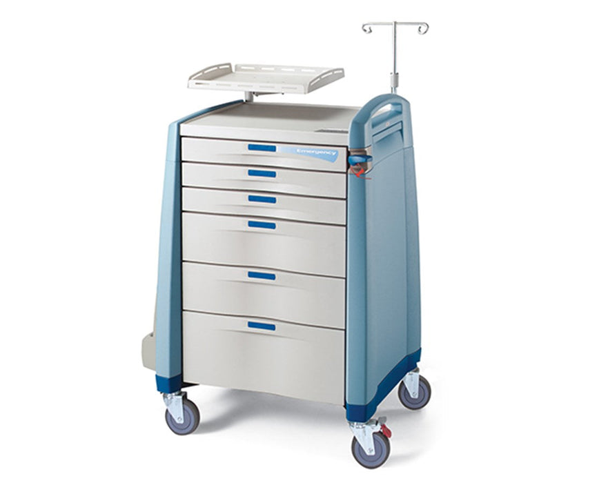 Medical Cart, 10H-MLD, Full Drawer, Auto-Lock, Extreme Blue, No Handle, Includes: (1) 3in Drawer, (3) 6in Drawer w/ Dividers, and (1) 10in Drawer w/ Dividers (DROP SHIP ONLY)
