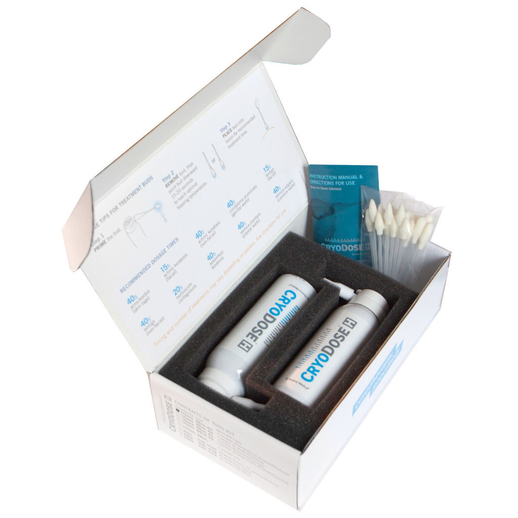 CryoDose H, 88mL Treatment Kit, 1 Canister, 20 Arrow (2mm) 30 Round (5mm) Buds (US Only) (Item is considered HAZMAT and cannot ship via Air or to AK, GU, HI, MP, PR, VI)