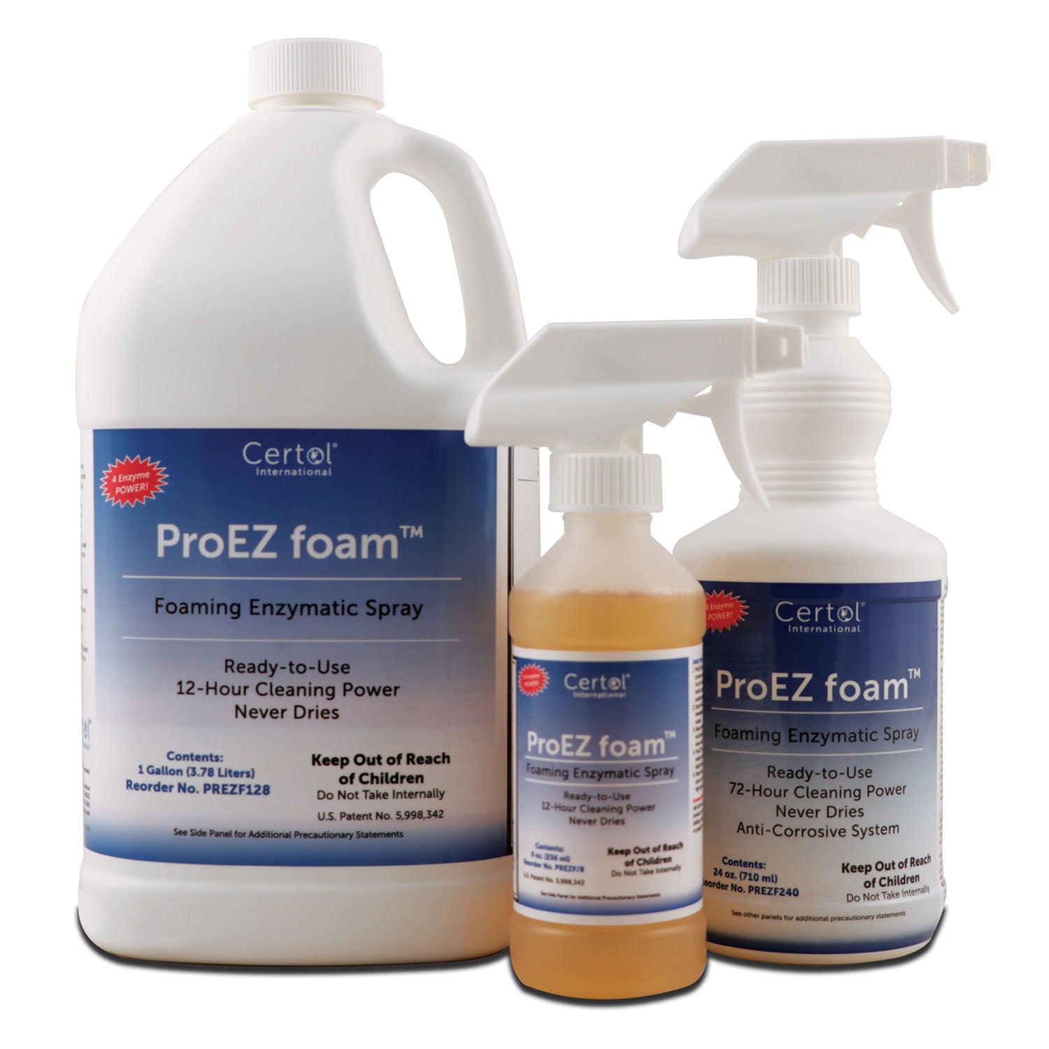 Refill Bottle Detergent, 1 Gallon Quadruple Enzymatic Pump Spray, 4/cs