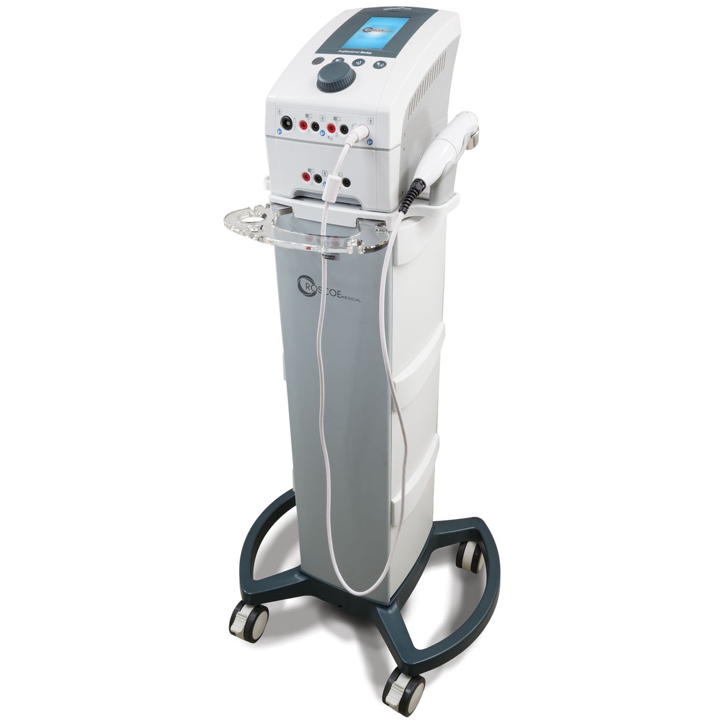 Electrotherapy & Ultrasound System, Comes with: Therapy Cart, CX4 Device, Axelgaard Electrodes Rubber Electrodes 2 Straps for Rubber Electrodes, Lead Wires, Power Cord, Patient Kill Switch, Ultrasound Bracket & Holster, 5cm Sound Head, 8-oz TheraSonic Ultrasound Gel, Quick Start Guide, and a CD with Electronic Manual, 3 Year Warranty
