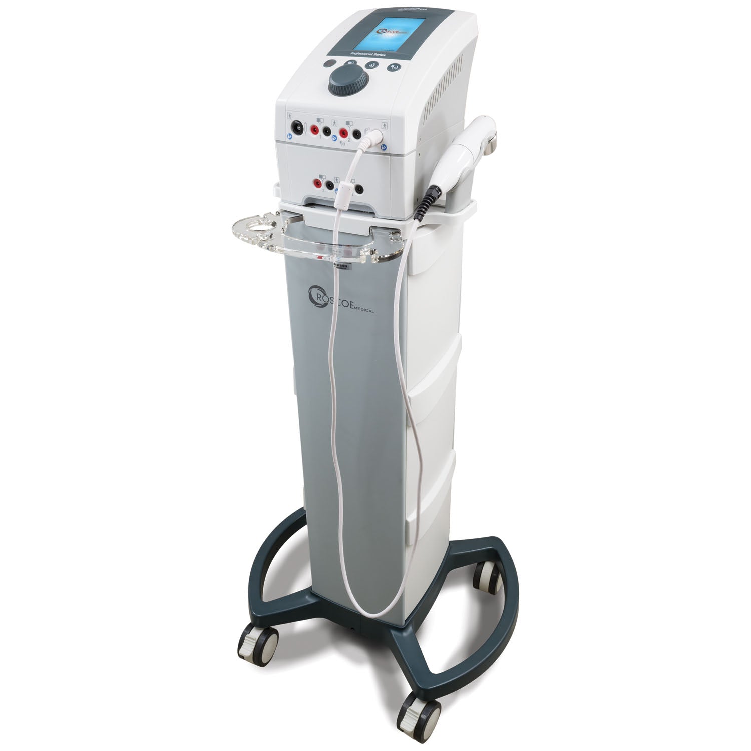 Electrotherapy & Ultrasound System, Comes with: Therapy Cart, CX4 Device, Axelgaard Electrodes Rubber Electrodes 2 Straps for Rubber Electrodes, Lead Wires, Power Cord, Patient Kill Switch, Ultrasound Bracket & Holster, 5cm Sound Head, 8-oz TheraSonic Ultrasound Gel, Quick Start Guide, and a CD with Electronic Manual, 3 Year Warranty