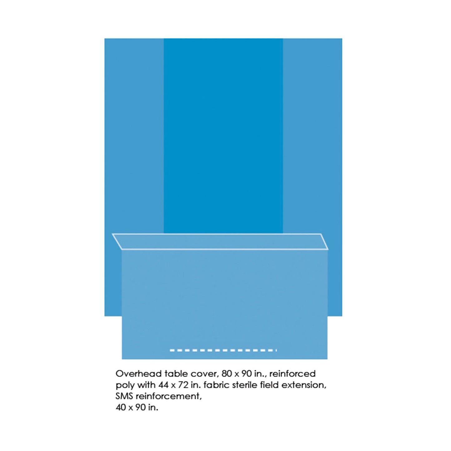 Cover, Table with Reinforced Back, Overhead, 80 x 90 with 44x 72 Fabric Sterile Field Extension, 12/cs (Continental US Only)
