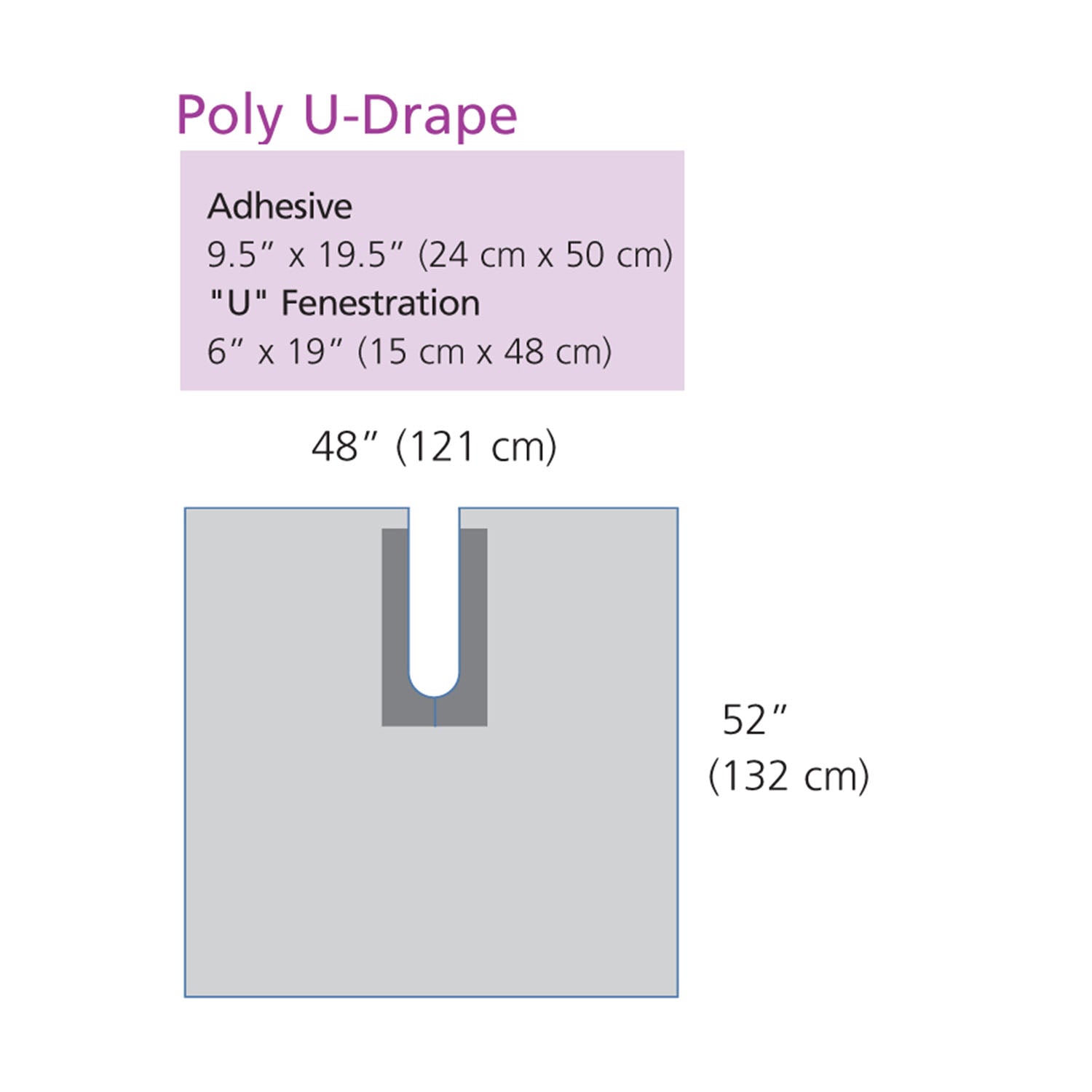 Poly U-Drape, Clear, Small, with Adhesive, 9.5 x 19.5, Sterile, 10/cs (Continental US Only)