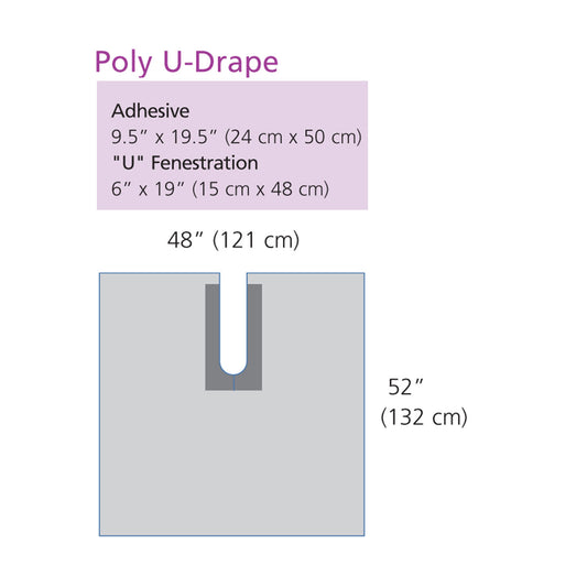 Poly U-Drape, Clear, Small, with Adhesive, 9.5 x 19.5, Sterile, 10/cs (Continental US Only)