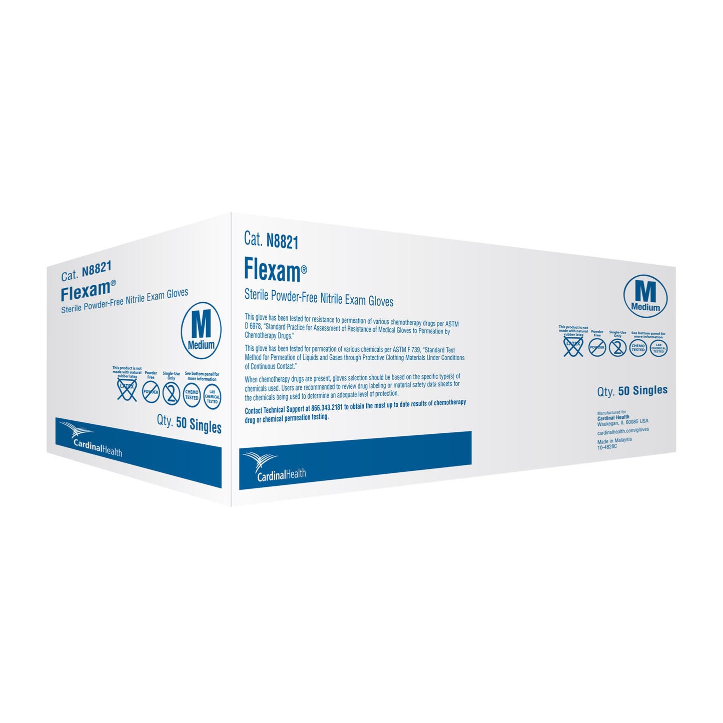 Glove, Nitrile Exam, Large, Powder-Free (PF), Blue, Sterile, Singles, 50/bx, 5 bx/cs (Continental US Only)