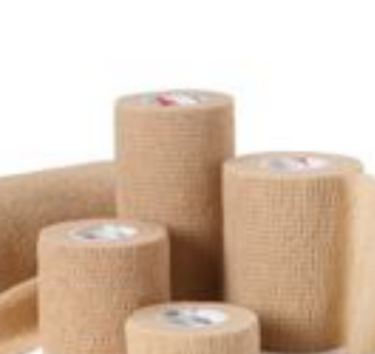 Self-Adherent Cohesive Bandage, 4" x 5yd Roll, Tan, Latex, Non-Sterile, 18 rl/bx, 6 bx/cs (Continental US Only)