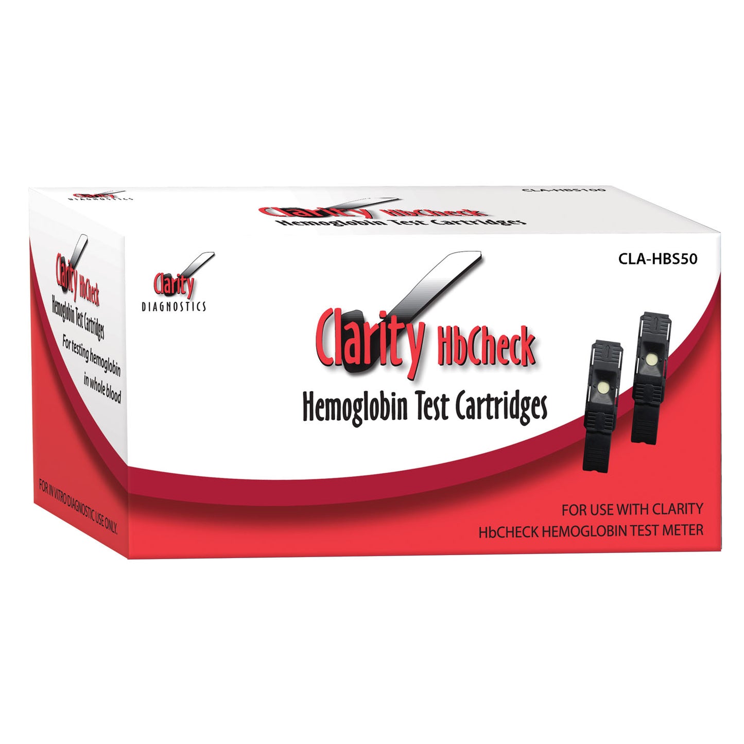 Clarity HbCheck Hemoglobin Strips, CLIA Waived, 50/bx (Packaged 10 strips/vial - 5 Vials/bx), 60 Pipettes and (1) Code Chip (Not Available for Sale into Canada)