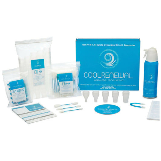 65 Freeze Kit, With Applicators, 1 170mL Canister of Cryogen, 1 Extender Tube, 60 Assorted Foam Tipped Applicators (20 Each Size), 50 Isolation Funnels (5 Each Size), 10 Skin Tag Tweezers, Instructions for Use, Patient Instructions Tear Pad, Applicator Practice Pad (Contiguous US Only) (Item is Considered HAZMAT and Cannot Ship via Air or to AK, GU, HI, MP, PR, VI)