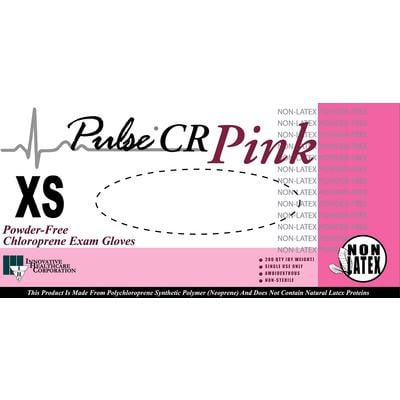 Gloves, Exam, X-Small, Polychloroprene, Non-Sterile, PF, Textured, Pink, 200/bx, 10 bx/cs (50 cs/plt)