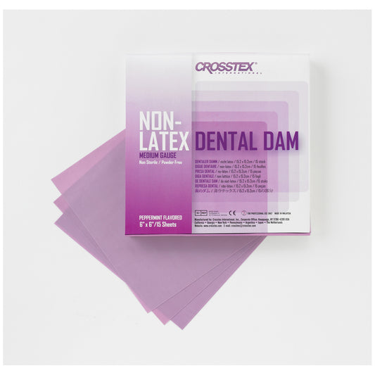 Dental Dam, Medium, Purple, 6" x 6", Peppermint, Latex Free 15 sheets/bx