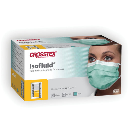ASTM Level 1 Mask, Latex Free (LF), Teal, 50/bx, 10 bx/ctn