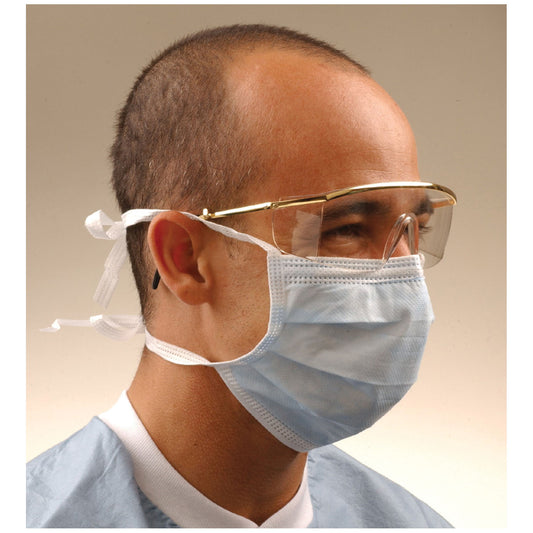 ASTM Level 2 Mask with Tie on Laces, Latex Free Blue, 50/bx, 6 bx/cs