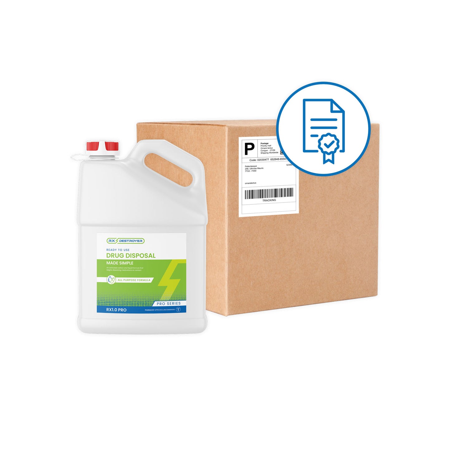 Rx Destroyer Pro Series, All-Purpose, 1 Gallon Bottle, Tethered Cap & View Guage, 4 btl/cs