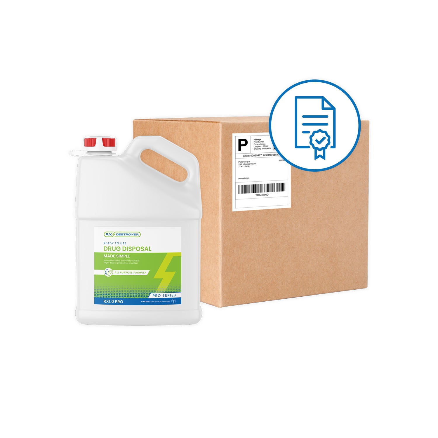 Rx Destroyer Pro Series, All-Purpose, 1 Gallon Bottle, Tethered Cap & View Guage, 4 btl/cs