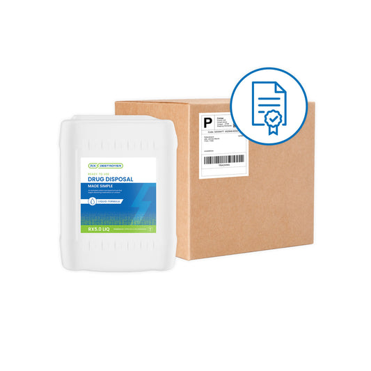 Rx Destroyer Liquid Meds Only Formula with Hardener Packets, 5 Gallon Container