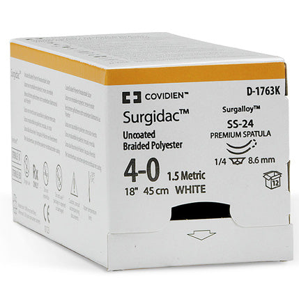 Suture, Inverted Premium Spatula, Size 4-0, White, 18", Needle SS-29, _ Circle, 1 dz/bx (Continental US Only)
