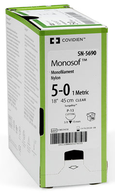 Suture, Reverse Cutting, Size 6-0, Black, 18", Needle C-1, 3/8 Circle, 1 dz/bx (Continental US Only)