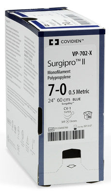 Suture, Premium Reverse Cutting, Size 7-0, 18", Blue, Needle P-16, 3/8 Circle, 1 dz/bx (Continental US Only)